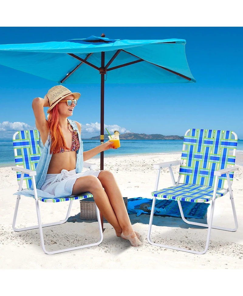 Slickblue 6 pcs Folding Beach Chair Camping Lawn Webbing