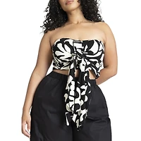 Eloquii Women's Plus Tie Front Scarf Top