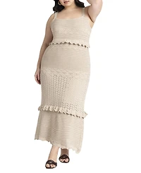 Eloquii Women's Plus Crochet Maxi Dress