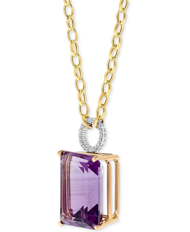 Amethyst (22 ct. t.w.) & Diamond (1/6 ct. t.w.) 17" Pendant Necklace in 14k Gold