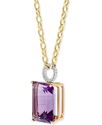 Amethyst (22 ct. t.w.) & Diamond (1/6 ct. t.w.) 17" Pendant Necklace in 14k Gold