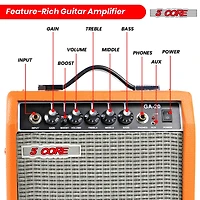 5 Core Guitar Amp 20W Amplifier for Electric Bass Acoustic Practice Amps Small Portable Mini Amplificador para Bajo with Built in Effects