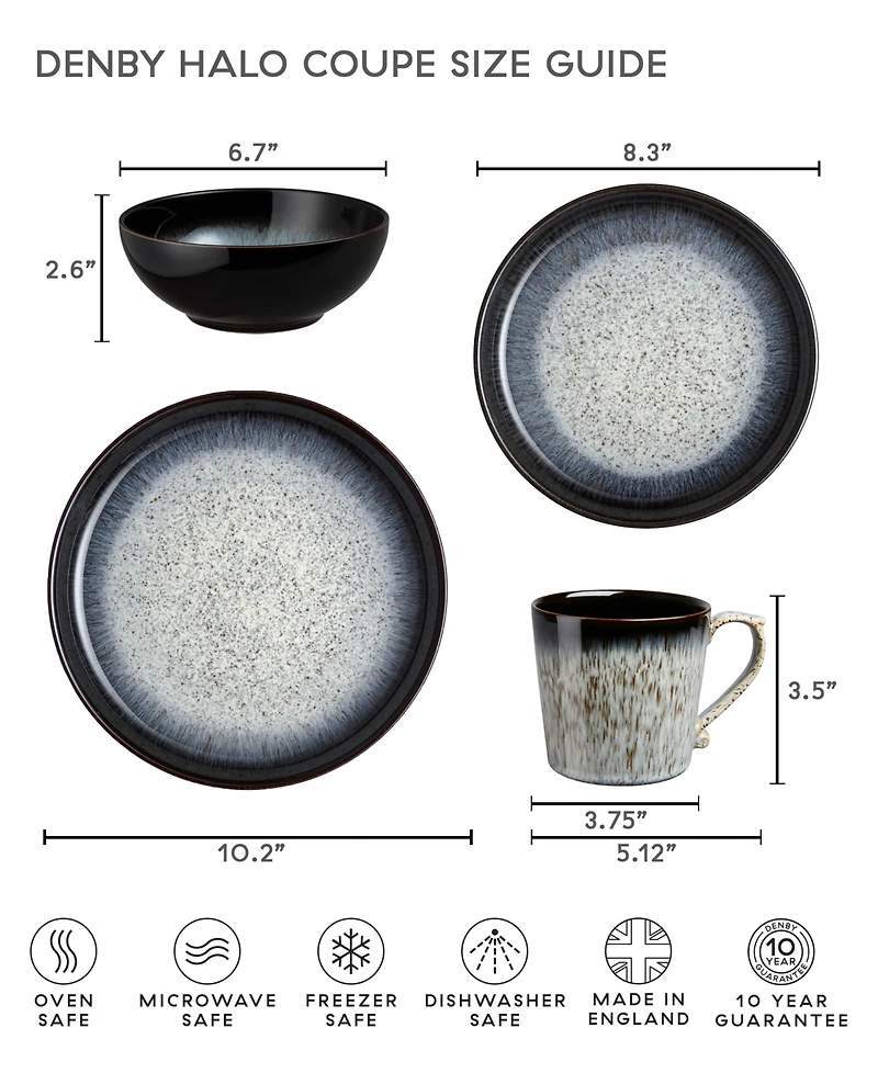 Denby Halo Coupe Dinner Plates, Set of 4