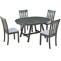 Streamdale Gray 5-Piece Round Dining Table Set with 4 Chairs