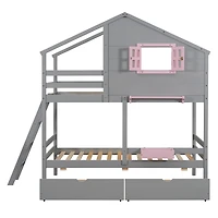 Streamdale Twin Bunk Bed with Drawers, Storage, and Playhouse