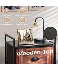 Sugift Industrial 3-Layers Fabric Dresser with Fabric Drawers and Steel Frame