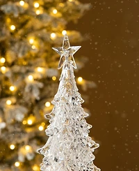 Glitzhome 18.5"H Christmas Lighted Acrylic Rotating Table Tree