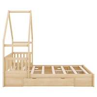 Streamdale Queen Platform Bed with Drawers and Guardrail