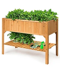 Sugift Wooden Elevated Planter Box Shelf Suitable for Garden Use