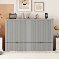 Streamdale Murphy Bed with Drawer, Sockets, Usb Ports in Gray