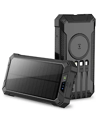 20,000mAh Power Bank- Convenient 4 Built-in Cables & Wireless Charging