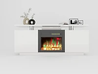 Streamdale 160cm High Gloss Tv Cabinet with Electric Fireplace (Heat & Color Change)