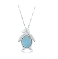 Caribbean Treasures Sterling Silver Larimar Penguin Pendant