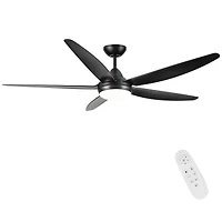 Streamdale 56 In Integrated Led Ceiling Fan Lighting With Black Abs Blade