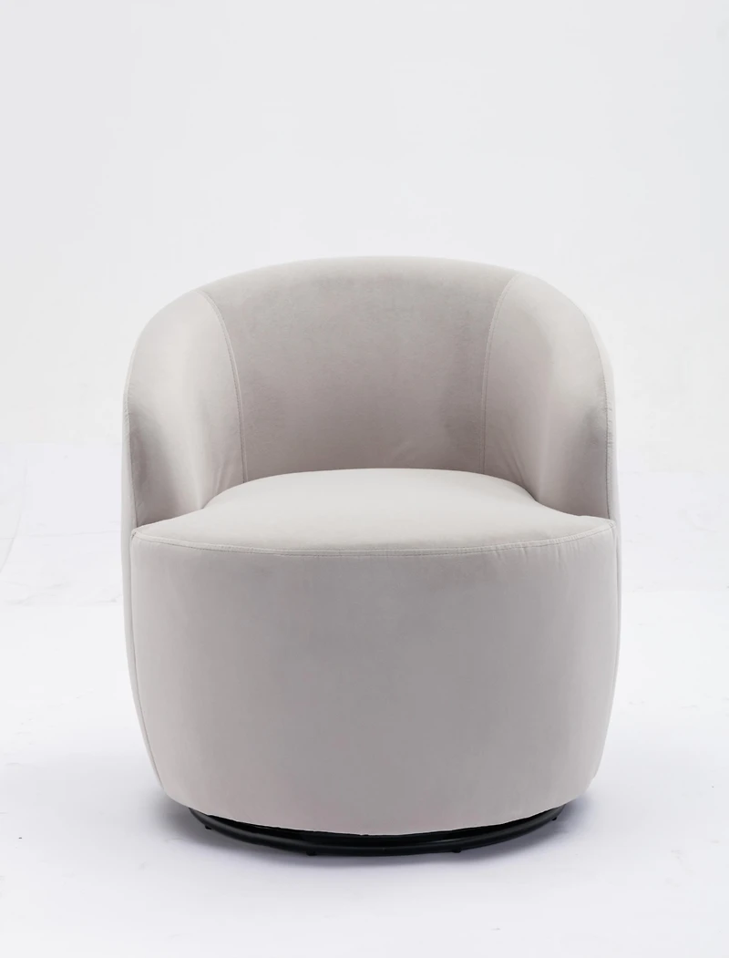 Simplie Fun Velvet Fabric Swivel Accent Armchair Barrel Chair With Powder Coating Metal Ring