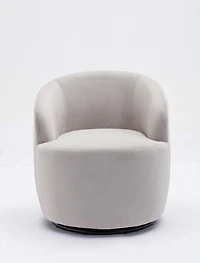 Simplie Fun Velvet Fabric Swivel Accent Armchair Barrel Chair With Powder Coating Metal Ring