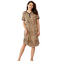 Dreams & Co. Women's Plus Short Henley Sleepshirt
