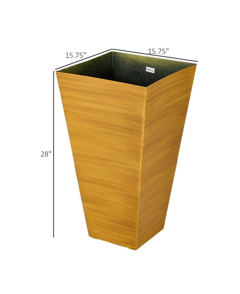 3-Pack Stackable Wood Grain Planters for Long-Rooted Plants (28" Tall)