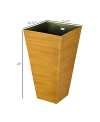 3-Pack Stackable Wood Grain Planters for Long-Rooted Plants (28" Tall)