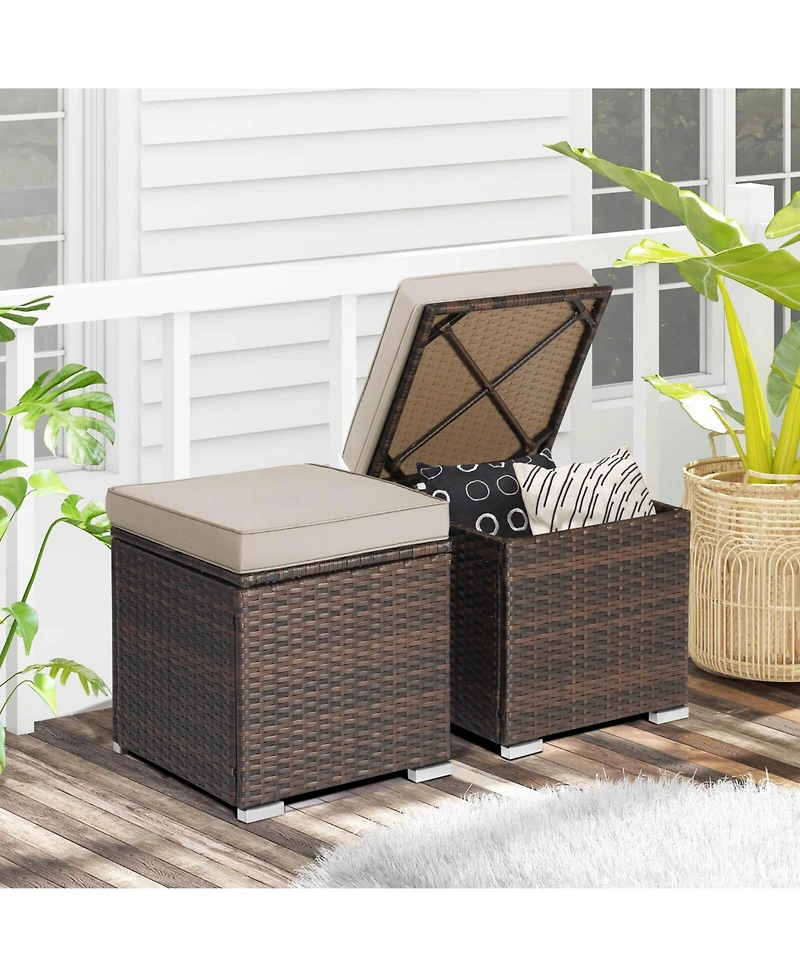 Slickblue 2 Pieces Patio Ottoman with Removable Cushions
