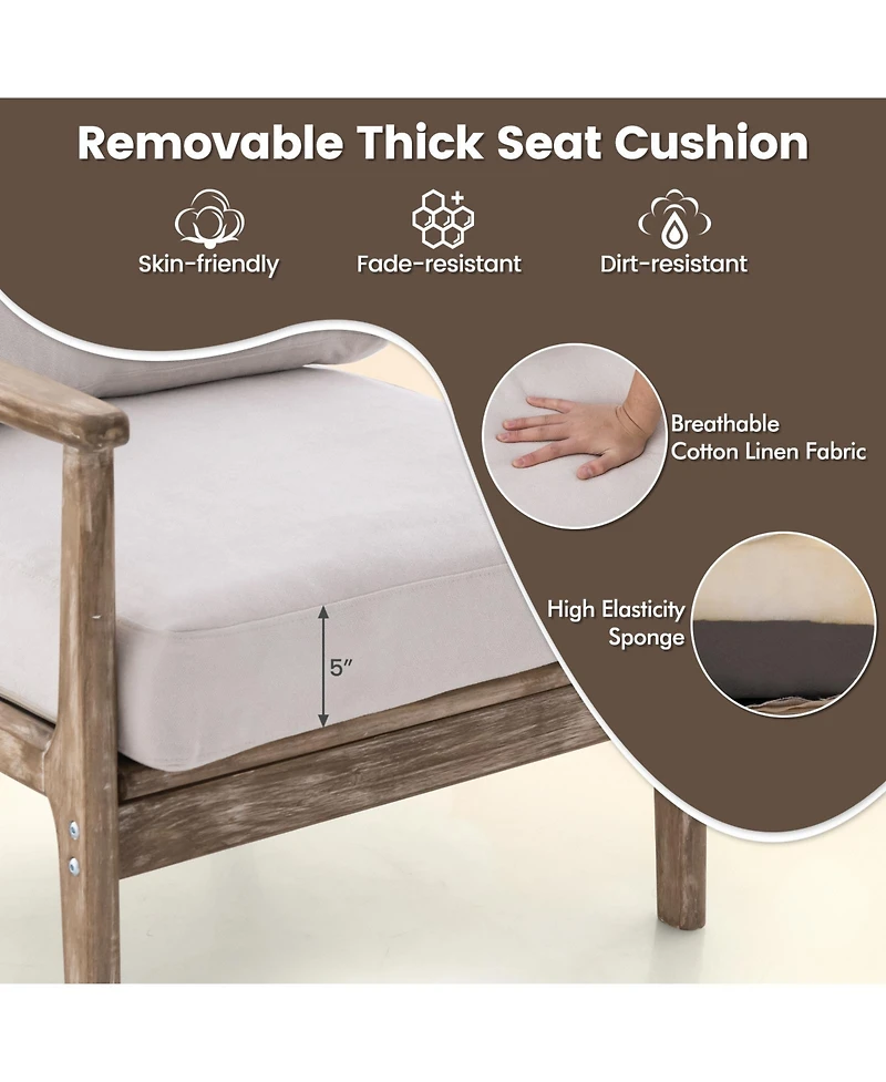 Slickblue Modern Accent Chair with Solid Rubber Wood Armrests