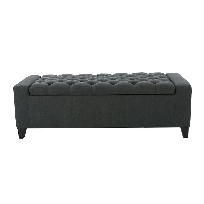 Stylish Dark Grey Storage Ottoman with Tufted Top
