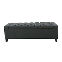 Stylish Dark Grey Storage Ottoman with Tufted Top