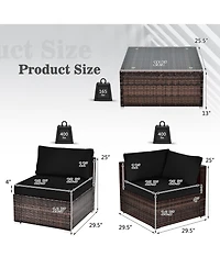 6PCS Patio Rattan Furniture Set Cushioned Sofa Coffee Table Garden