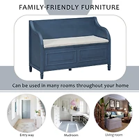 Streamdale Furniture Rustic Style Solid Wood Entryway Multifunctional Storage Bench With Safety Hinge (Gray Wash+ Beige)