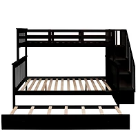 Streamdale Espresso Twin-Over-Full Bunk Bed with Storage and Trundle