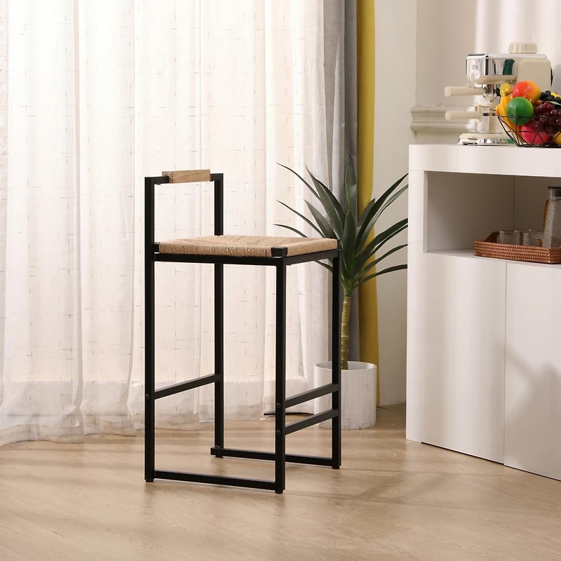 Streamdale Furniture 2 Paper Rope Bar Stools with Back
