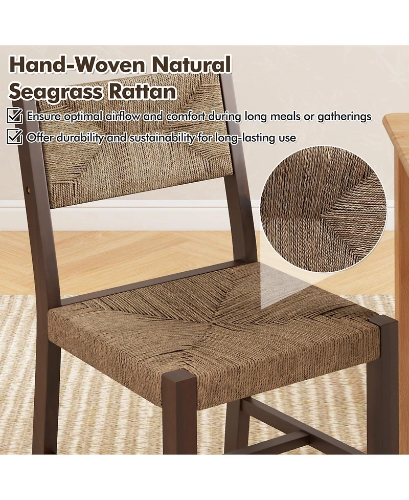 Wooden Dining Chair Set of 2 for Kitchen Dining Room-Brown