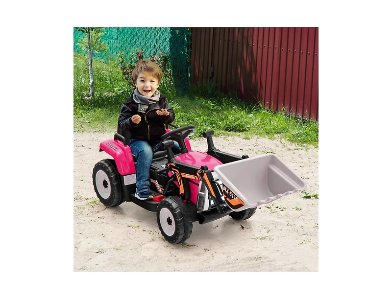 Slickblue 12V Battery Powered Kids Ride on Excavator with Adjustable Arm and Bucket