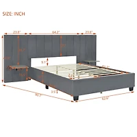 Streamdale Queen Velvet Platform Bed with Headboard