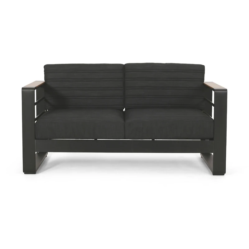 Streamdale Furniture Cozy Outdoor Coffee Haven Aluminum Frame, Dark-Grey Cushions