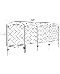Decorative Black Wire Grid Garden Fence Panels with Arches and Rings