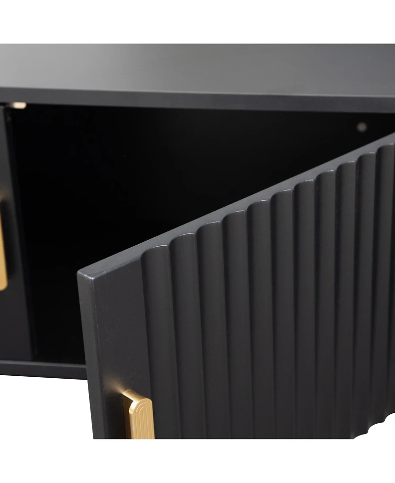 Streamdale Chic & Modern Wavy Pattern Tv Stand with Led Lights