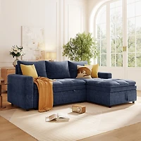 Streamdale Furniture Modern Chenille Fabric Corner Sofa Bed with Storage