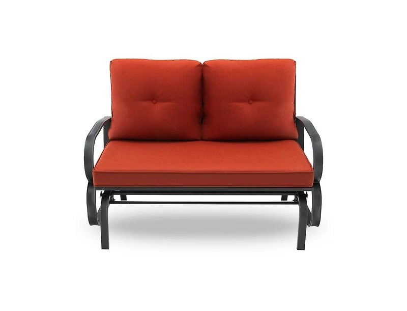 Slickblue Patio 2-Person Glider Bench Rocking Loveseat with Cushioned Armrest