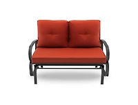 Slickblue Patio 2-Person Glider Bench Rocking Loveseat with Cushioned Armrest