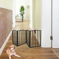 Pet Gate – Dog Gate for Doorways, Stairs or House – Freestanding, Folding, black, Arc Wooden