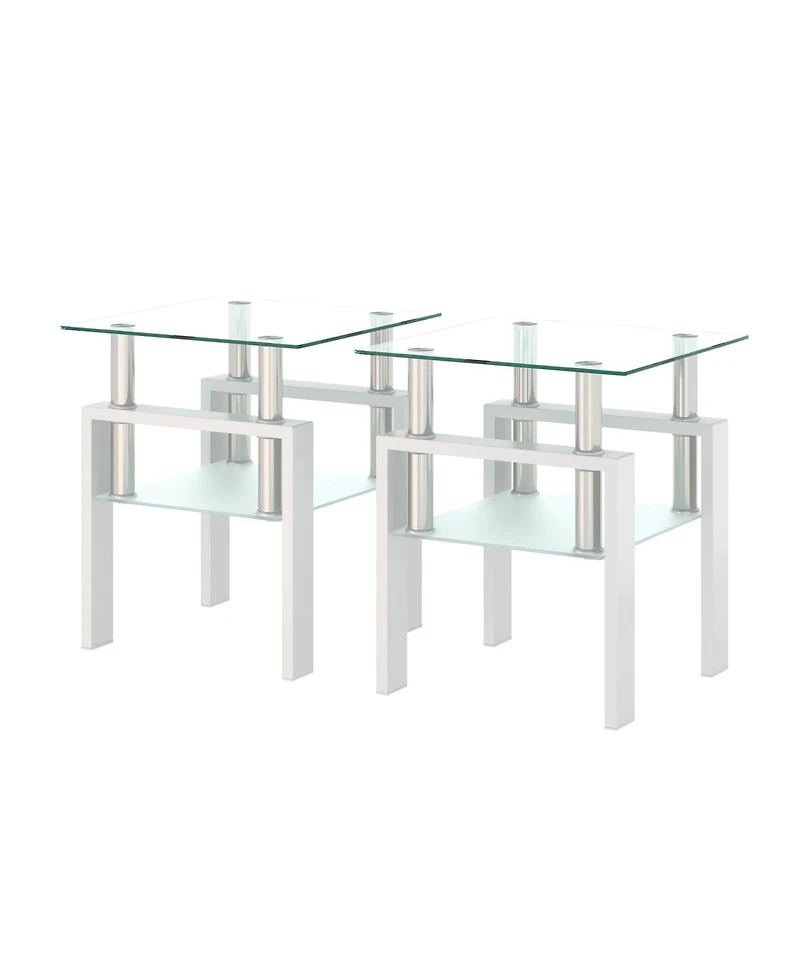 Streamdale Furniture Modern Glass Tea Coffee End Table for Living Room