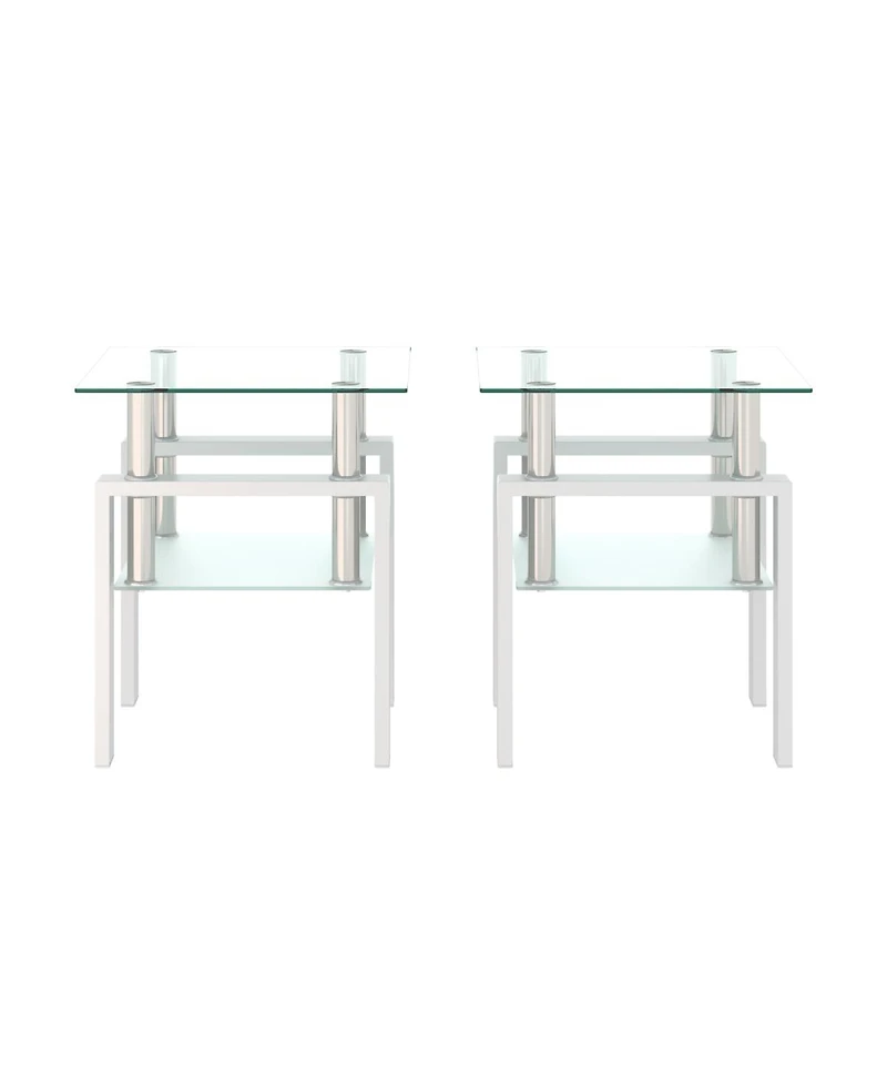 Streamdale Furniture Modern Glass Tea Coffee End Table for Living Room