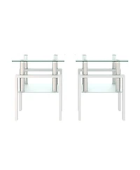Streamdale Furniture Modern Glass Tea Coffee End Table for Living Room