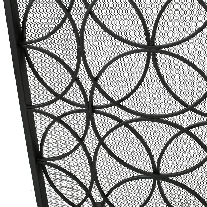 Streamdale Geometric Iron Fireplace Screen with Single Overlapping Panel