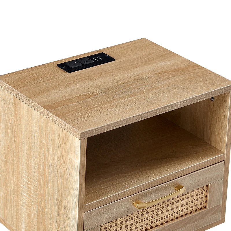 Streamdale Modern Nightstand with Outlet, Usb, Drawer