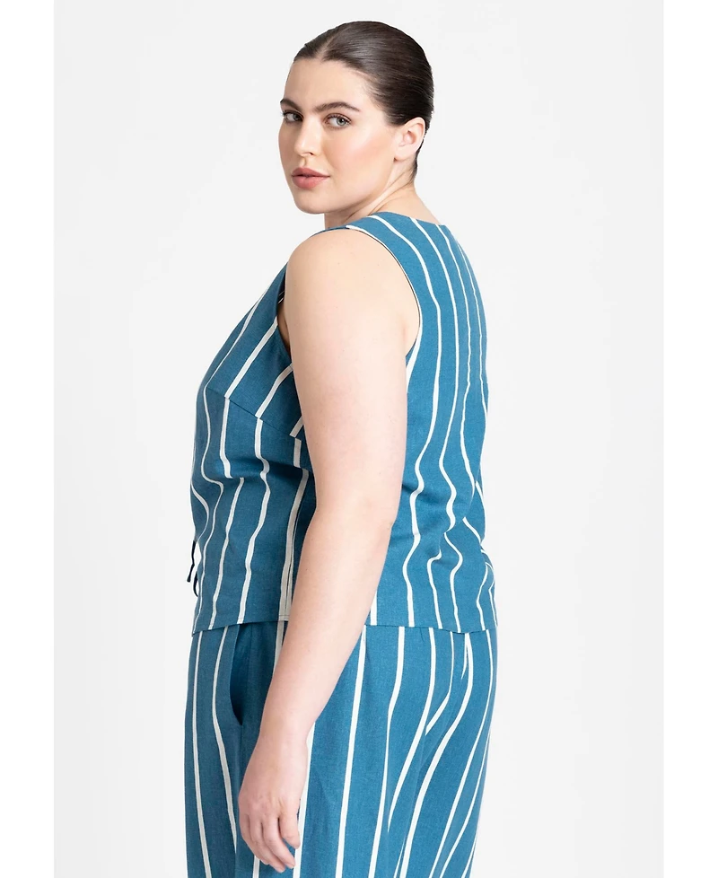 Eloquii Plus Size Linen-Blend Dainty Tie Vest Top