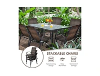 Slickblue Set of 6 Outdoor Pe Wicker Stackable Chairs with Sturdy Steel Frame