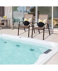 Gymax Set of 2 Patio Chairs Dining w/ Steel Frame Yard Outdoor Beige