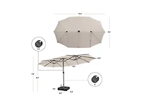 Slickblue Double-Sided Patio Umbrella with 48 Led Lights for Evening Outdoor Shade